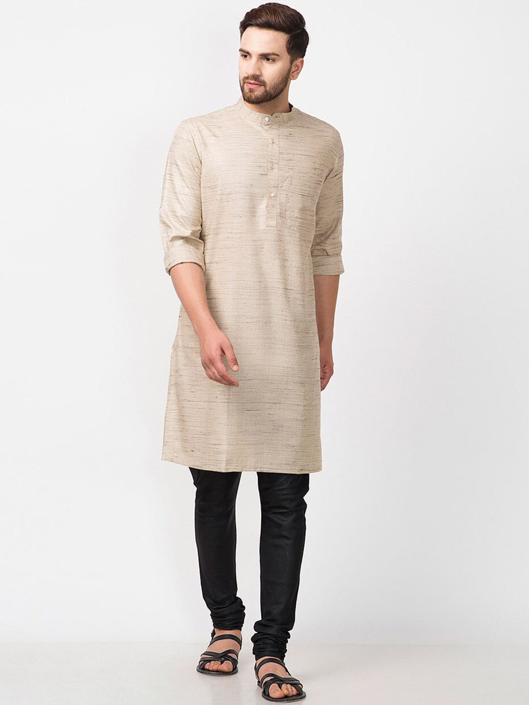 

Fabindia Men Striped Silk Kurta, Off white