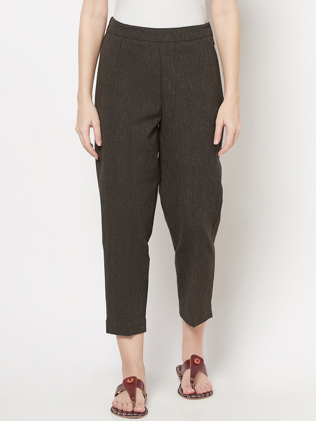 

Fabindia Women Slim Fit Cotton Trousers, Grey