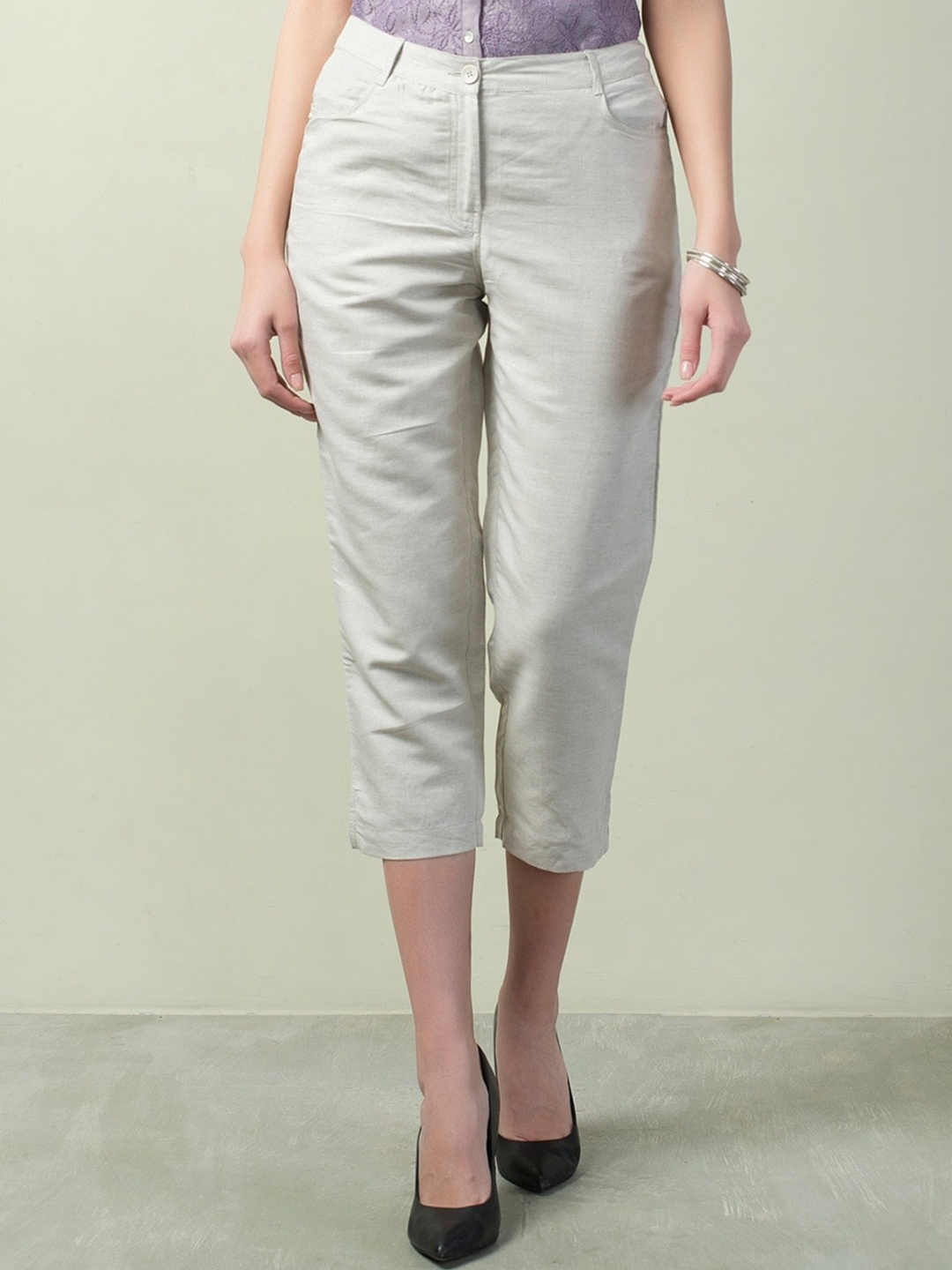 

Fabindia Women Linen Trousers, Off white