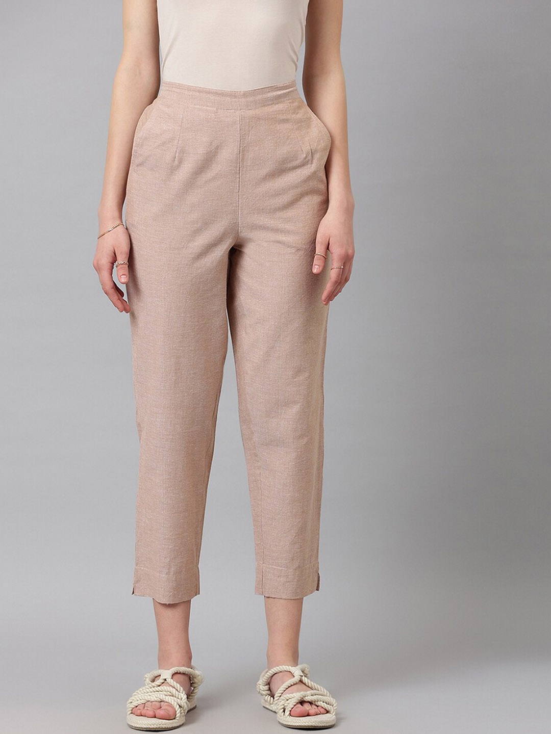 

Fabindia Women Cotton Trousers, Beige