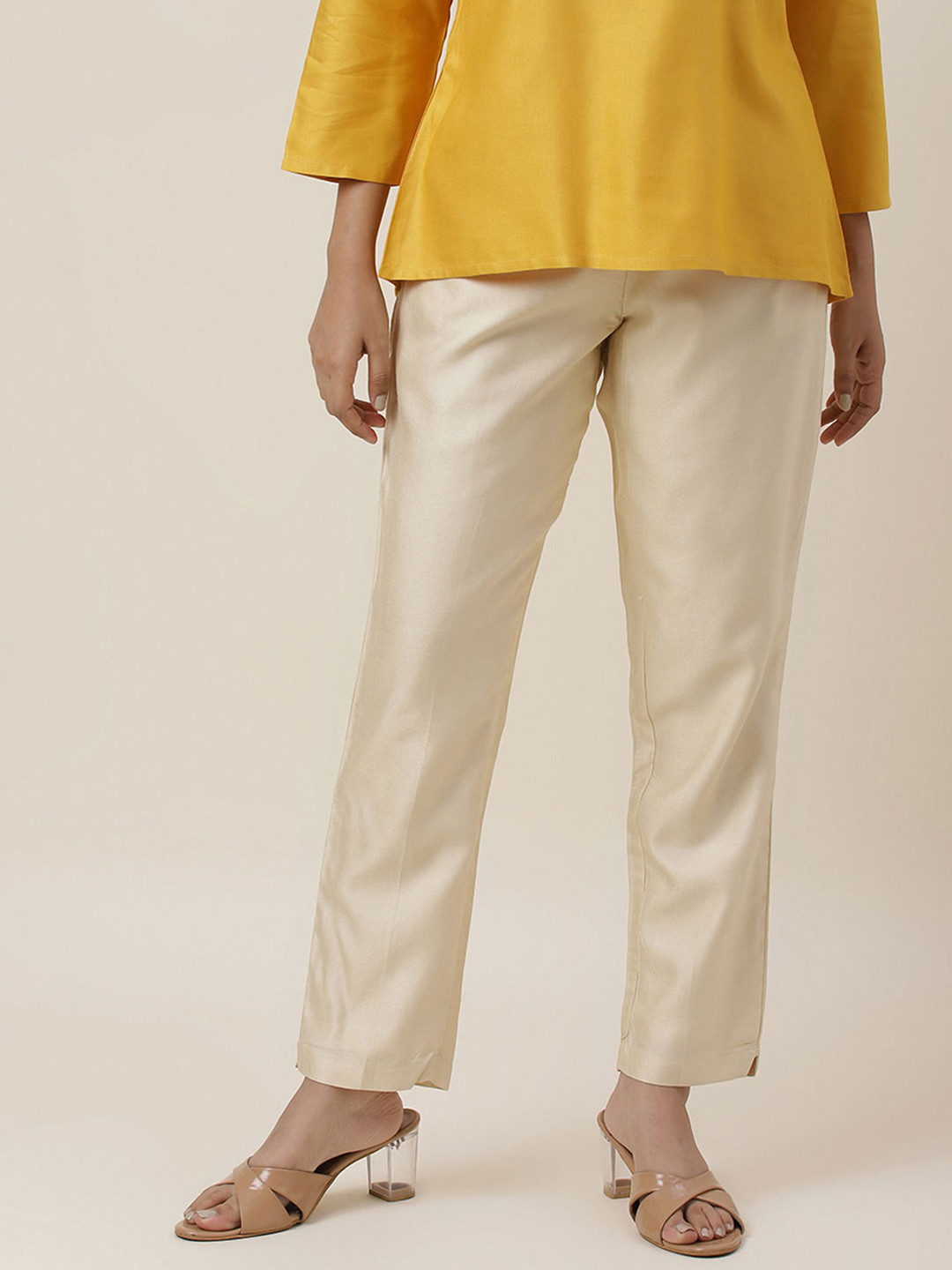 

Fabindia Women Slim Fit Trousers, Off white