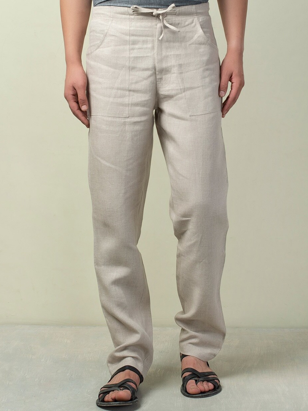 

Fabindia Men Linen Trousers, Off white