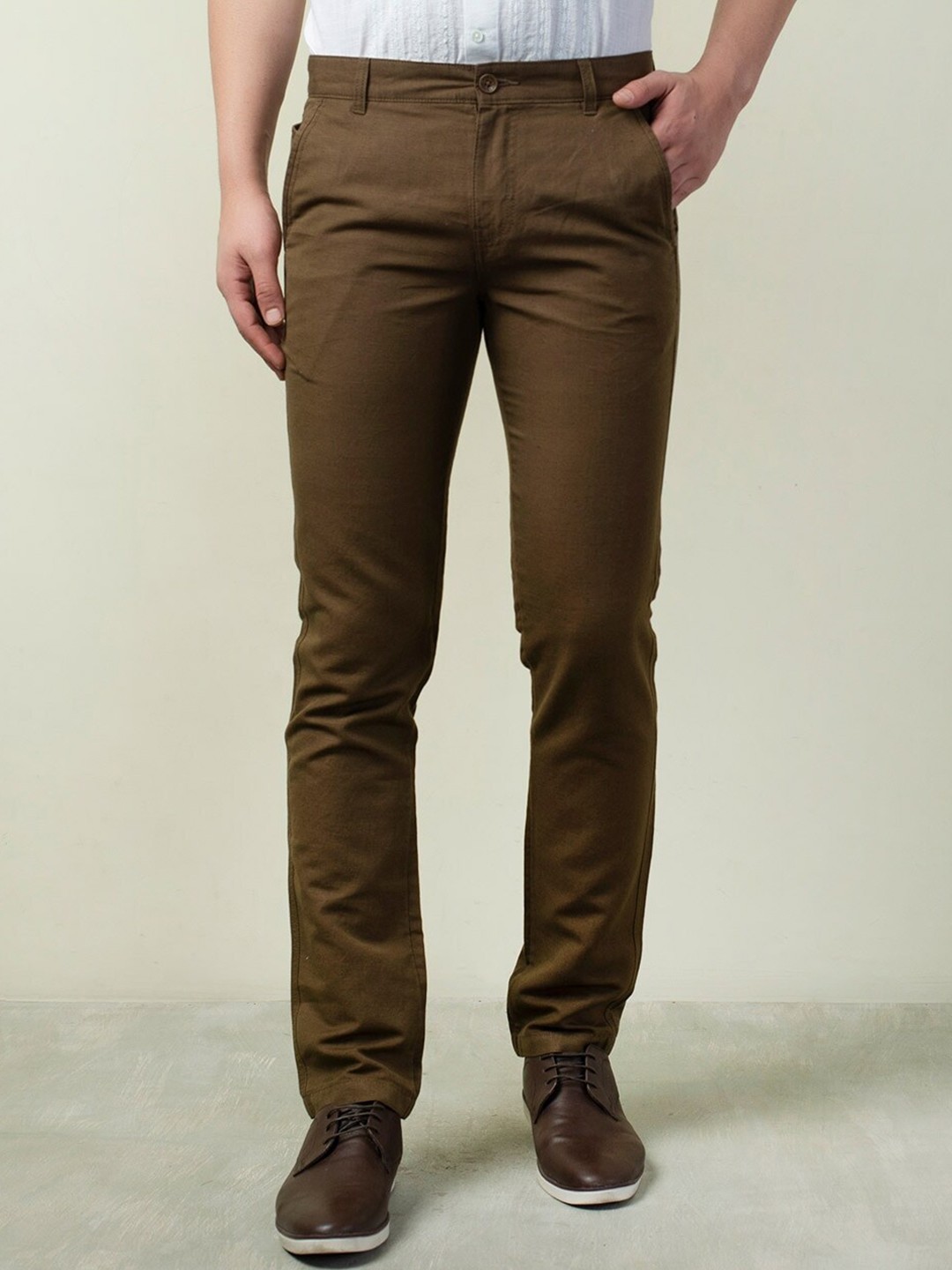 

Fabindia Men Slim Fit Trousers, Green