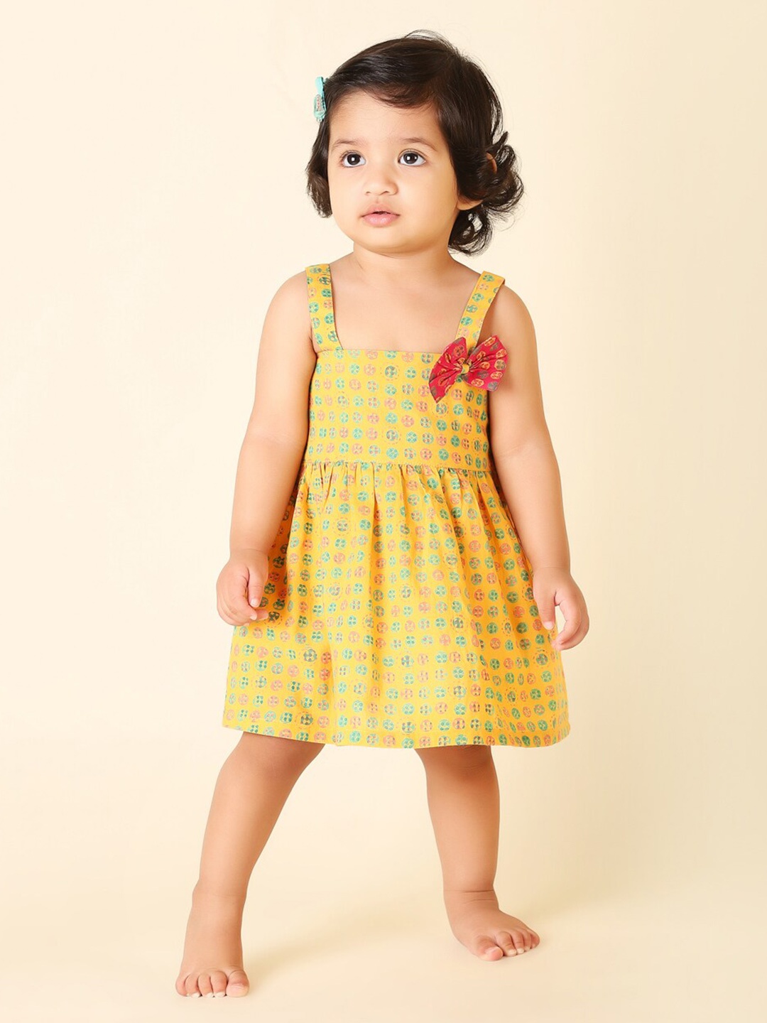 

Fabindia Floral Printed Cotton Dress, Yellow