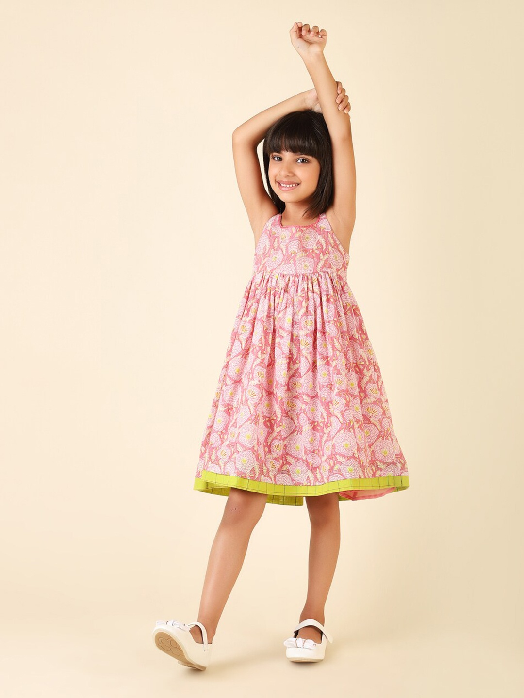 

Fabindia Cotton Floral Printed Dress, Pink