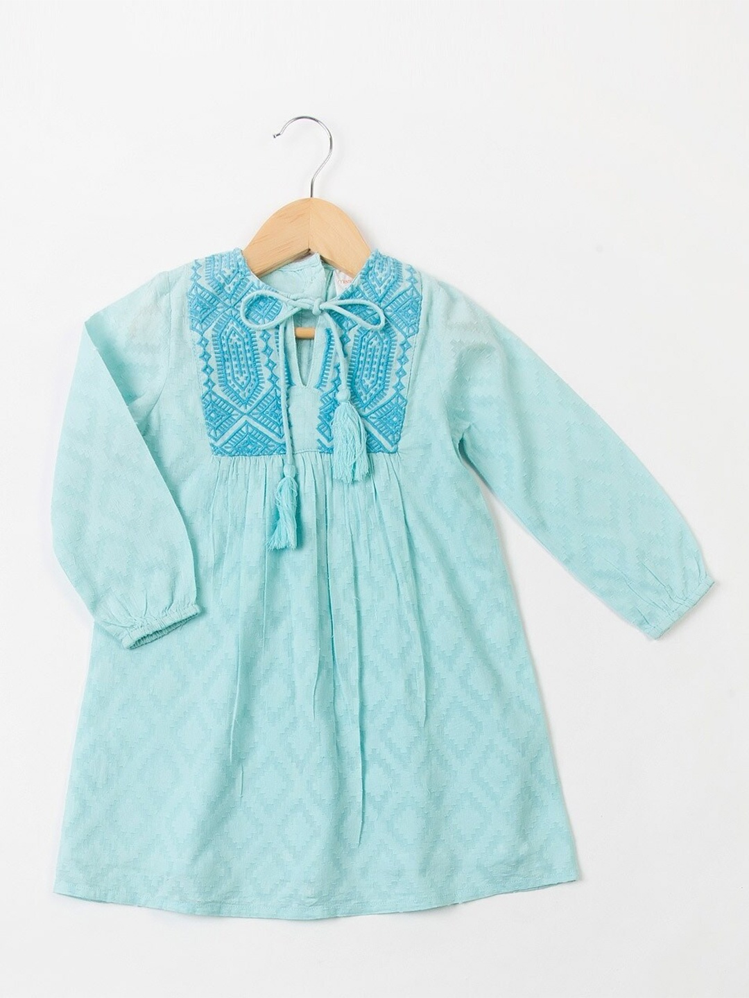 

Fabindia Tie-Up Neck Cotton Midi Dress, Blue