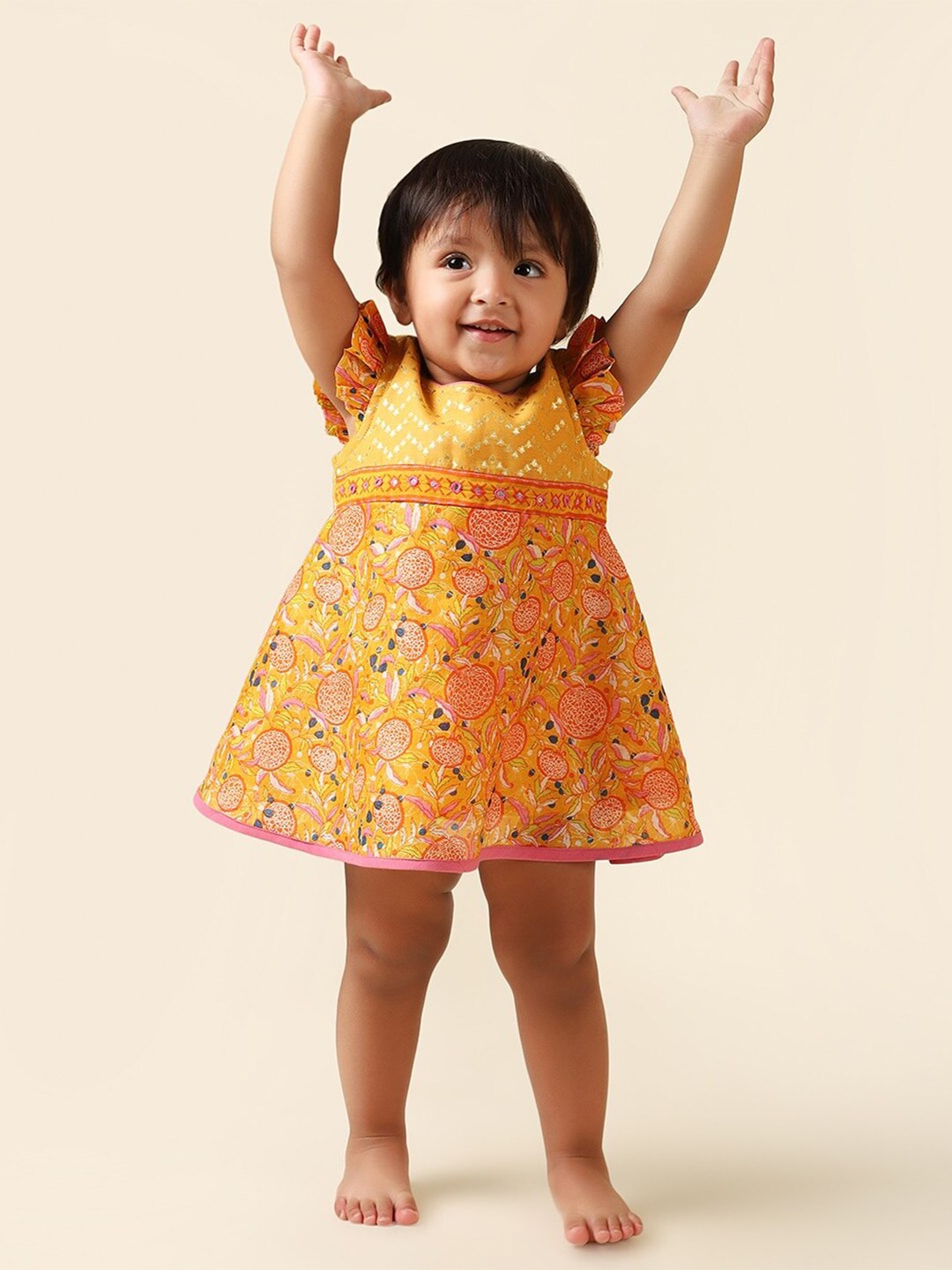 

Fabindia Floral Printed Cotton Dress, Yellow