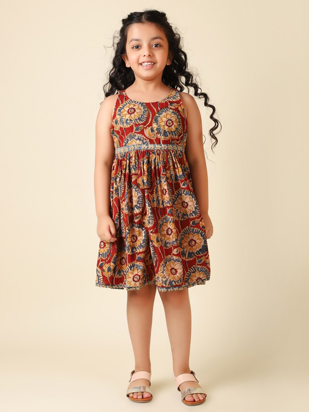 

Fabindia Ethnic Motifs Printed Cotton Dress, Maroon