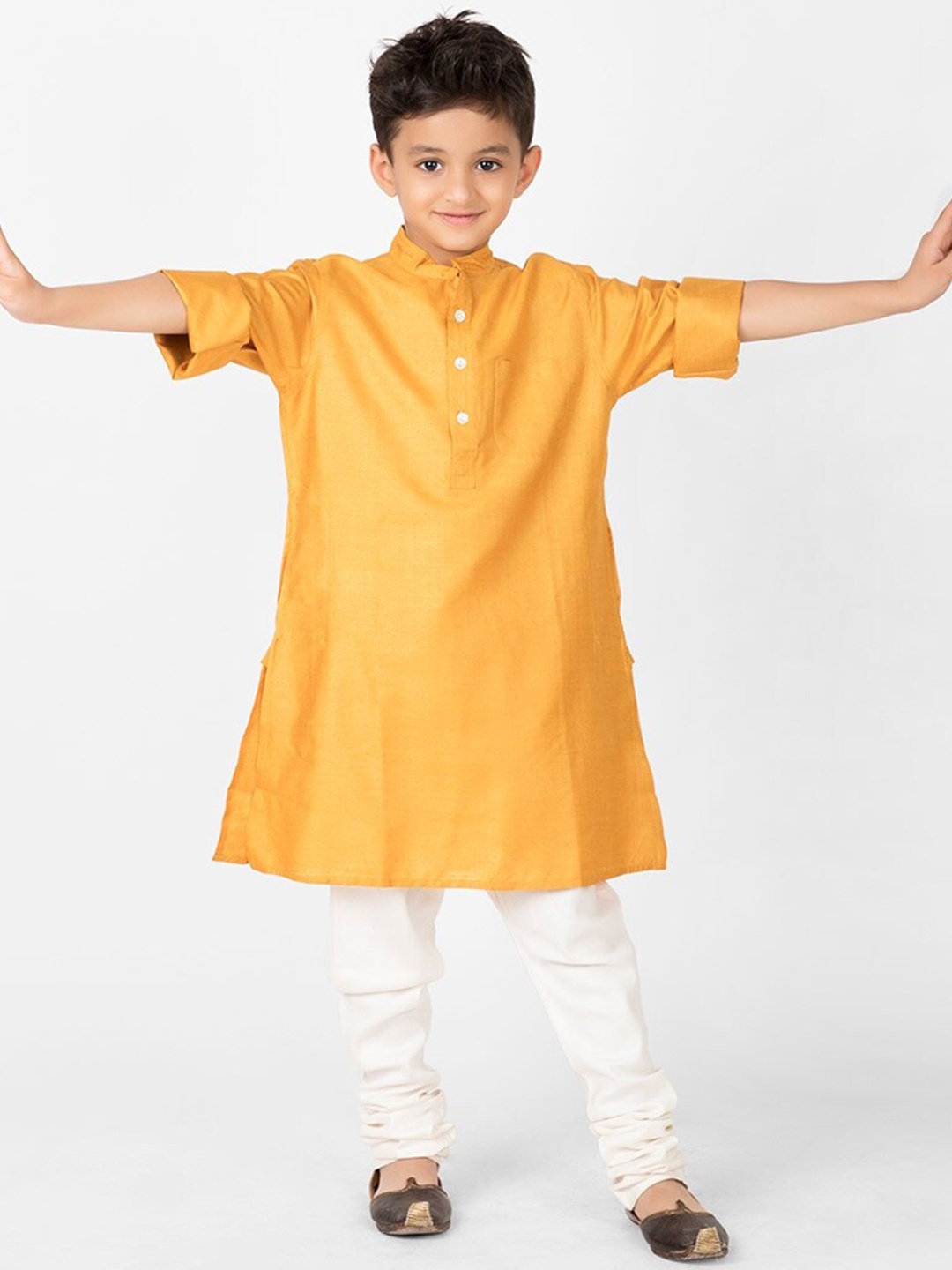 

Fabindia Boys Mandarin Collar Kurta, Mustard