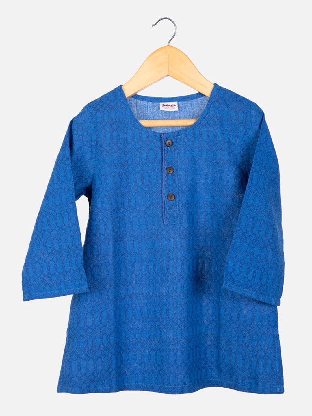 

Fabindia Boys Ethnic Motifs Printed Straight Regular Kurta, Blue