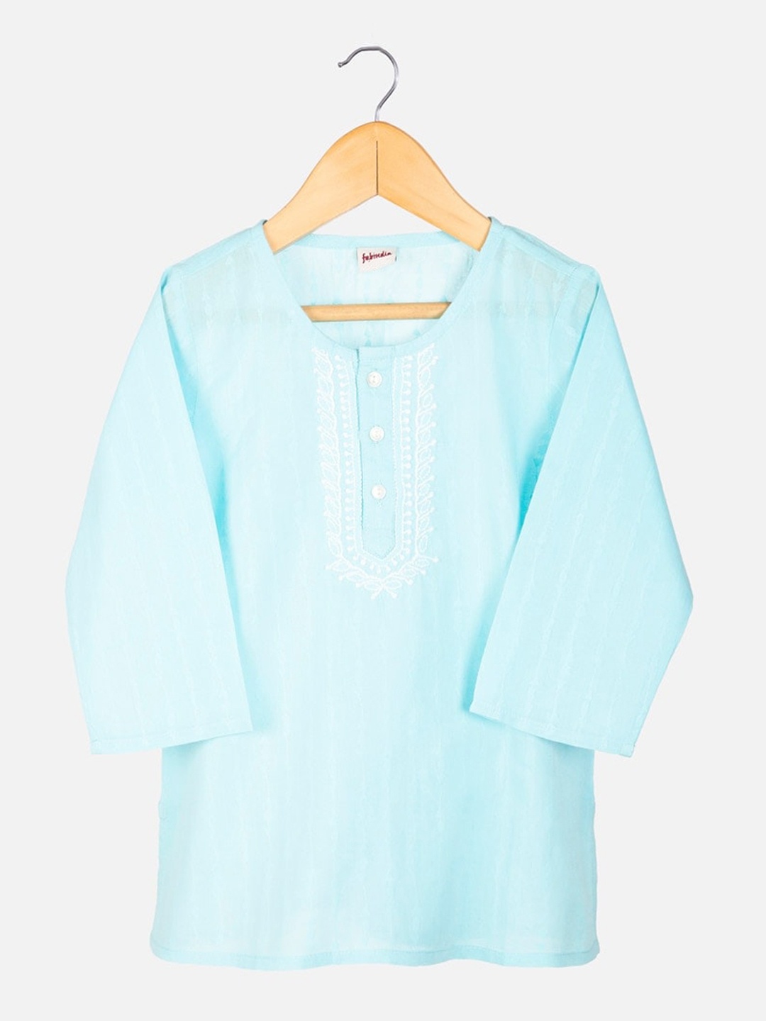 

Fabindia Boys Thread Work Straight Cotton Kurta, Blue