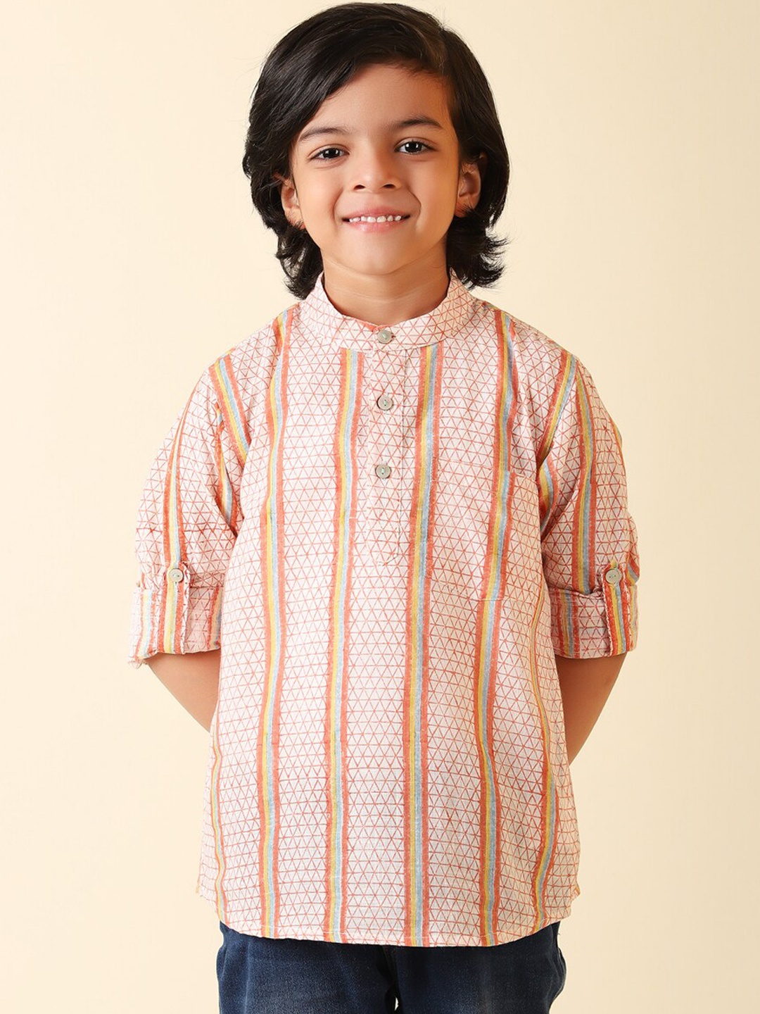 

Fabindia Boys Printed Cotton Casual Shirt, White