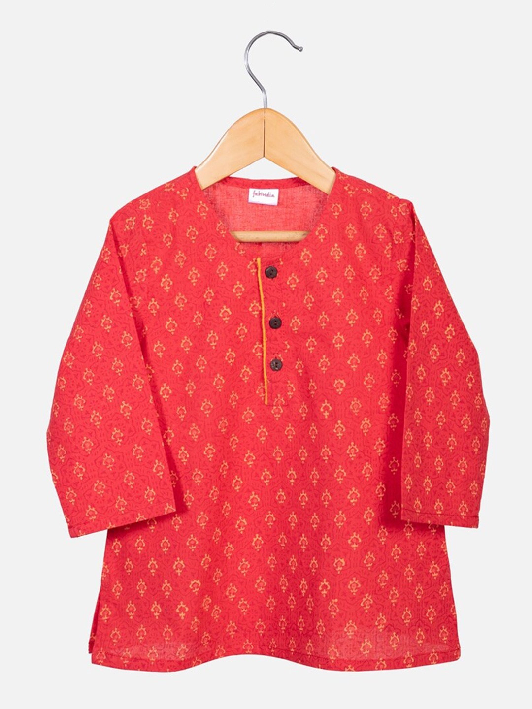 

Fabindia Boys Ethnic Motifs Printed Kurta, Red
