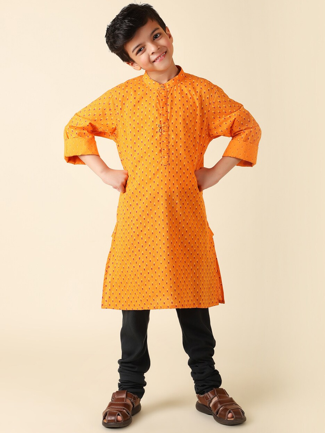 

Fabindia Boys Geometric Kurta, Orange