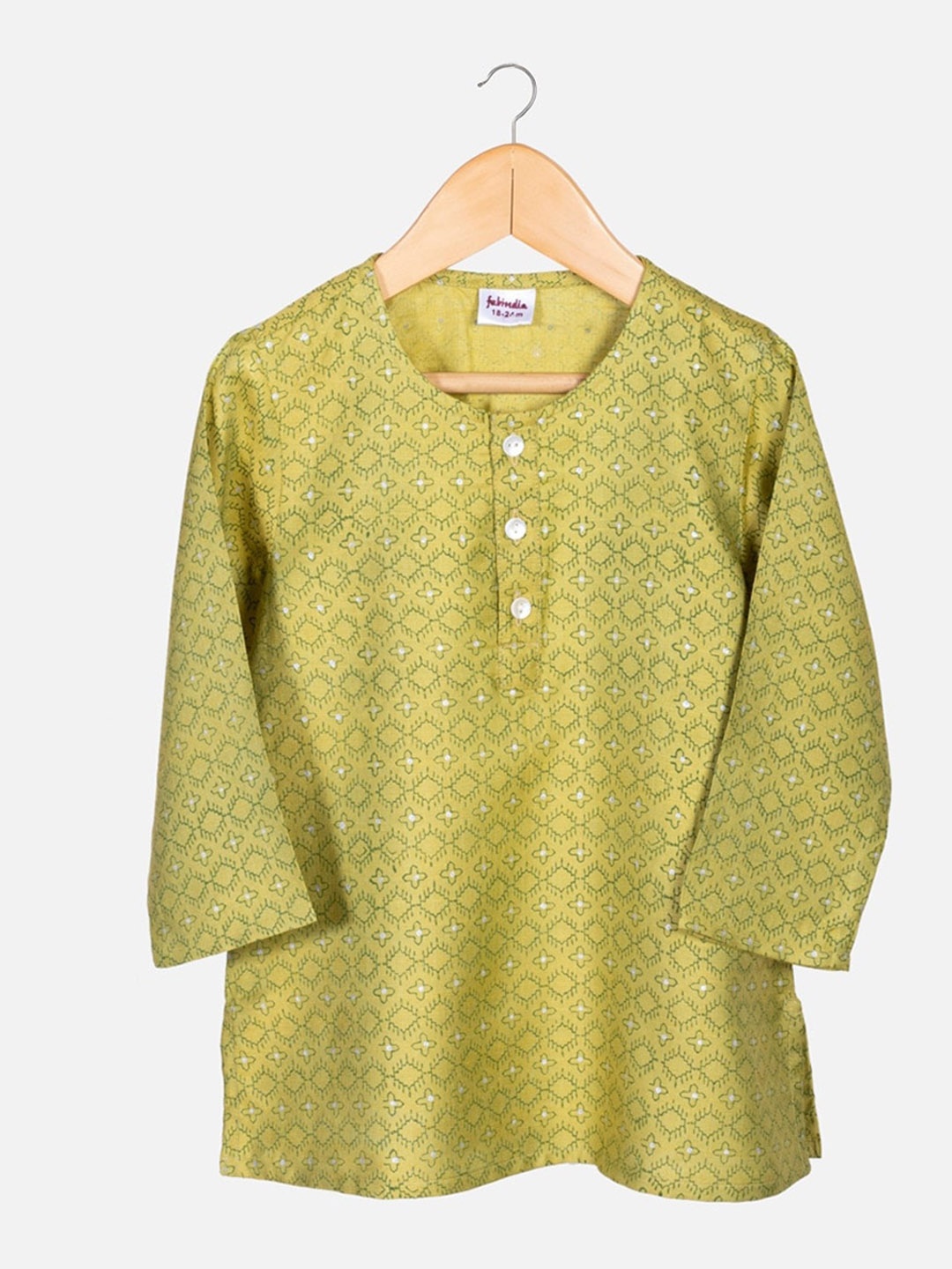 

Fabindia Boys Regular Knee Length Kurta, Green