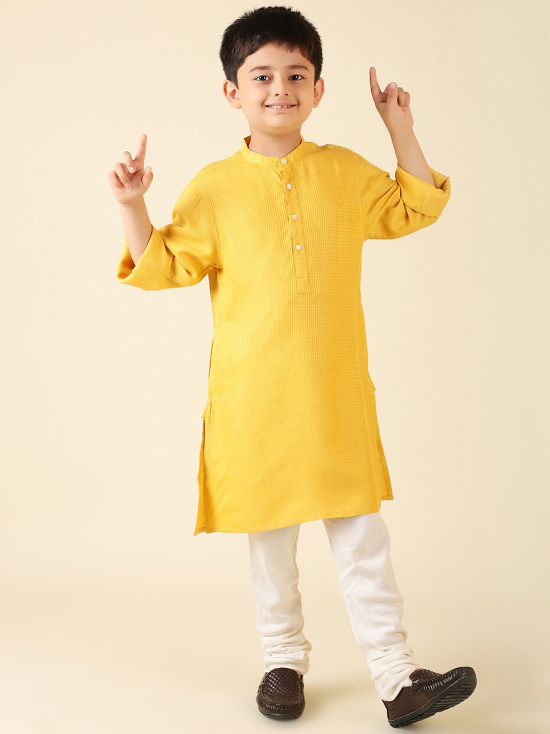 

Fabindia Boys Regular Knee Length Kurta, Yellow