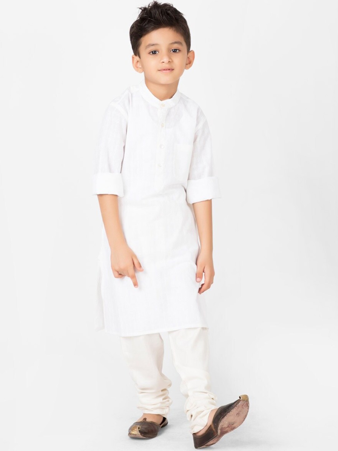 

Fabindia Boys Ethnic Motifs Printed Cotton Kurta, White