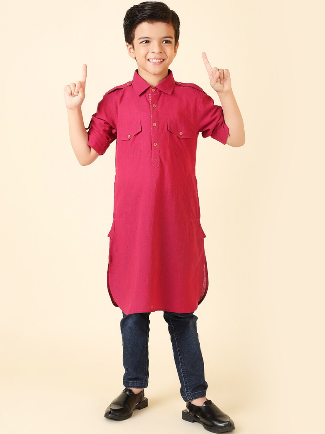 

Fabindia Straight Cotton Kurta, Maroon