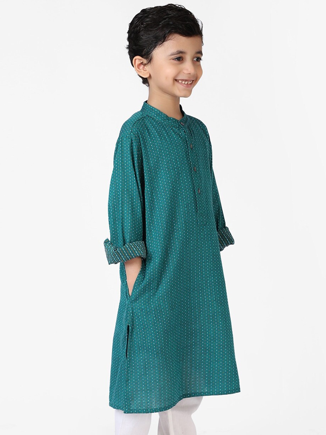 

Fabindia Boys Geometric Printed Cotton Kurta, Teal