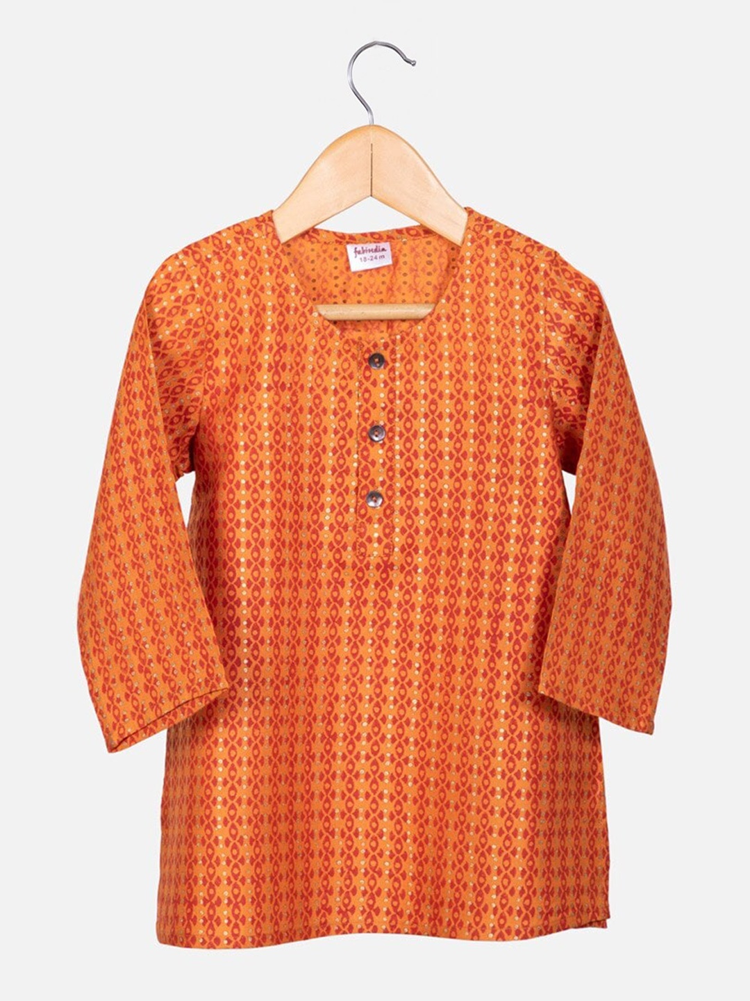 

Fabindia Boys Ethnic Motifs Printed Kurta, Orange