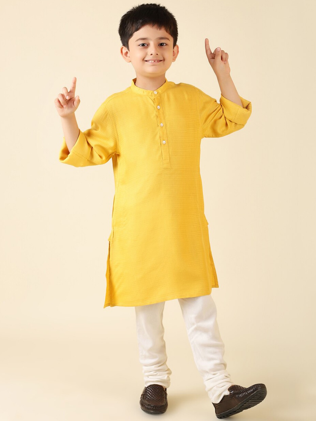 

Fabindia Boys Embroidered Kurta, Yellow