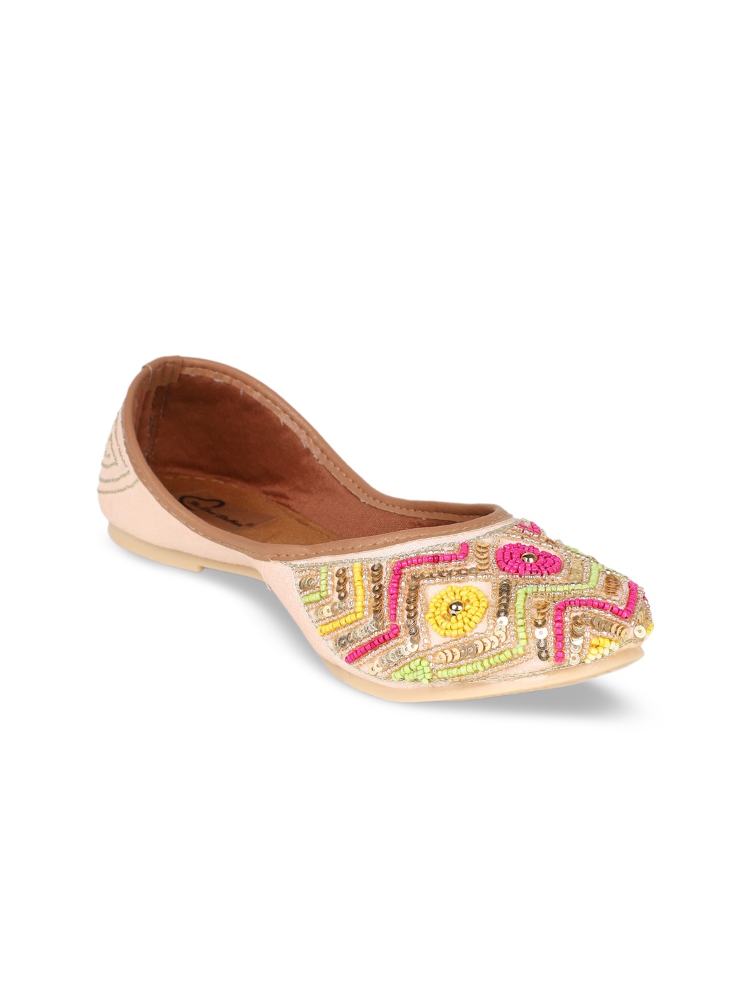 

The Desi Dulhan Women Beige Printed Ethnic Mojaris Flats