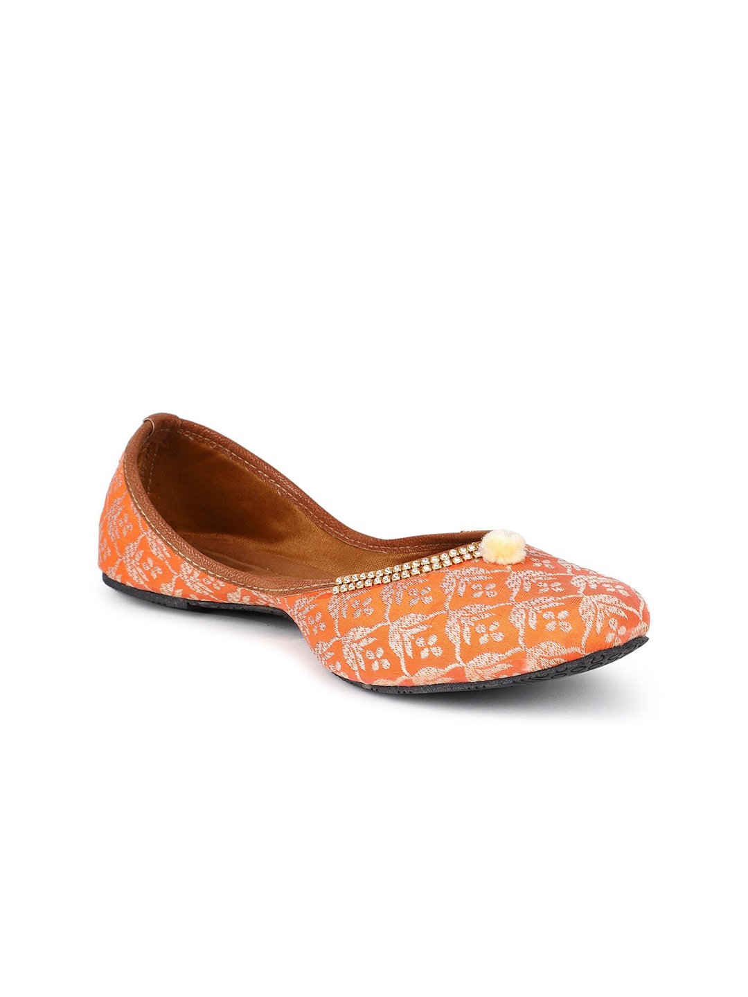 

The Desi Dulhan Women Embellished Ethnic Mojaris, Orange