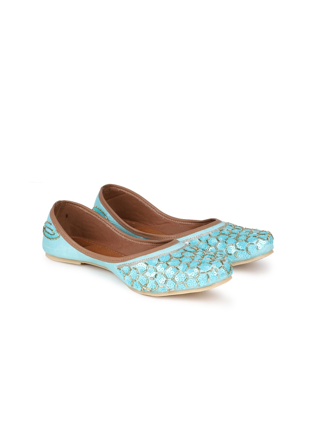 

The Desi Dulhan Women Embellished Ethnic Mojaris, Turquoise blue