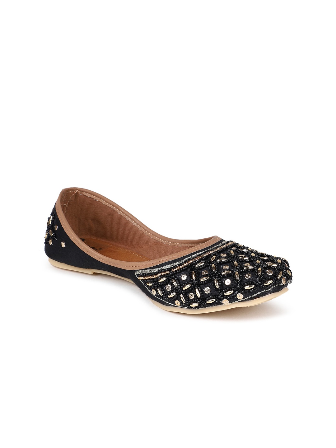 

The Desi Dulhan Women Embellished Ethnic Mojaris, Black