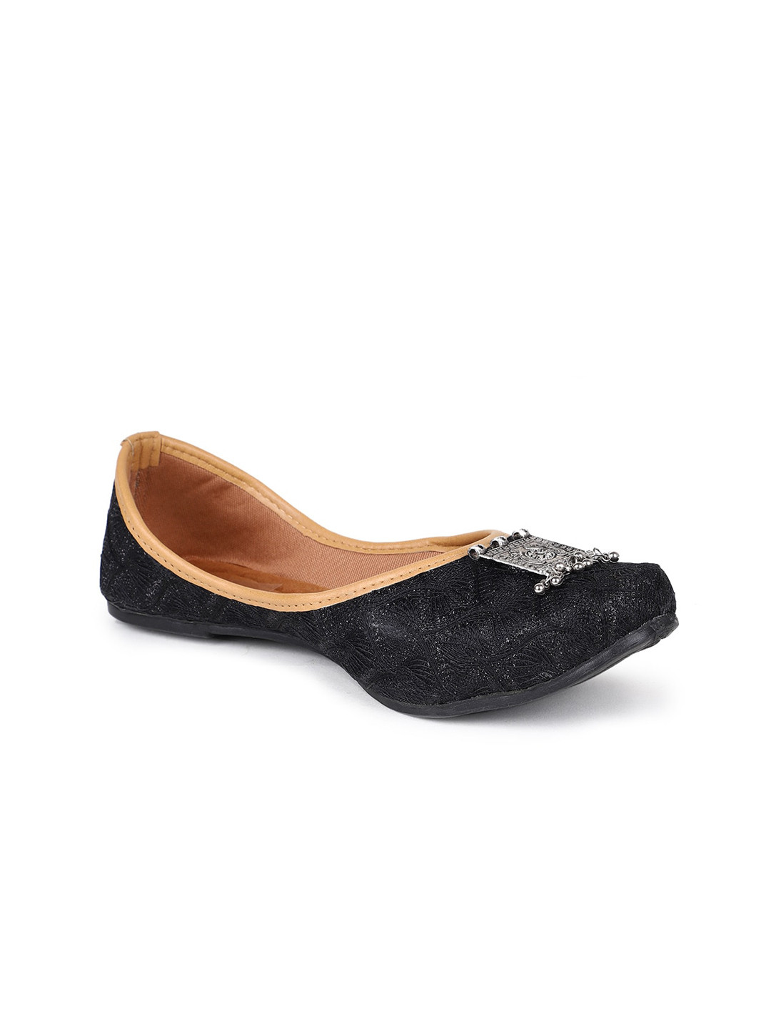 

The Desi Dulhan Women Embellished Ethnic Mojaris, Black