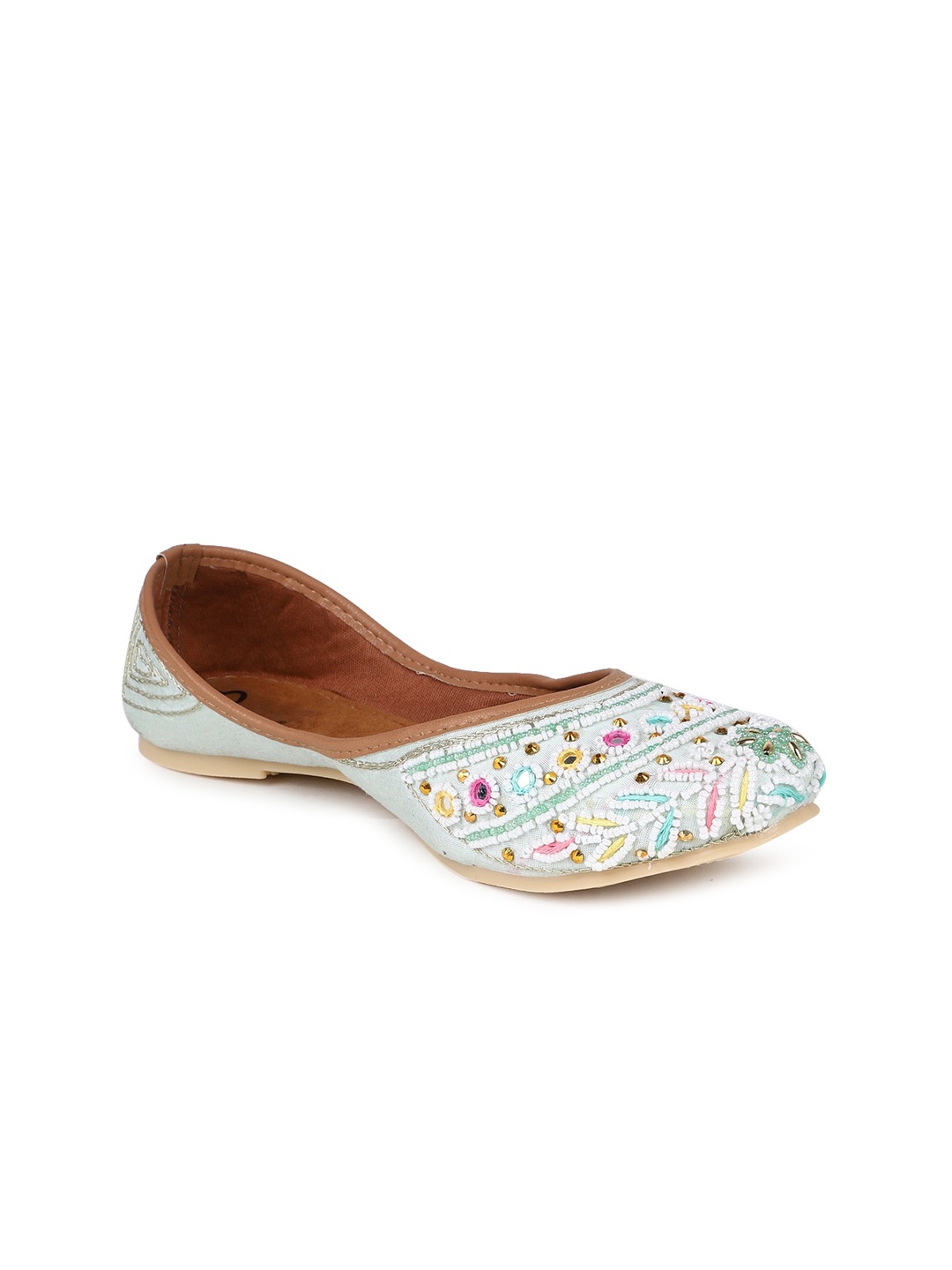 

The Desi Dulhan Women Embellished Ethnic Mojaris, Sea green