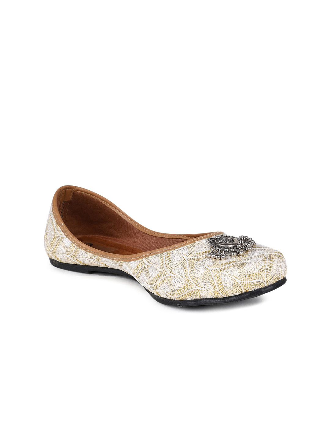 

The Desi Dulhan Women Embellished Ethnic Mojaris, White