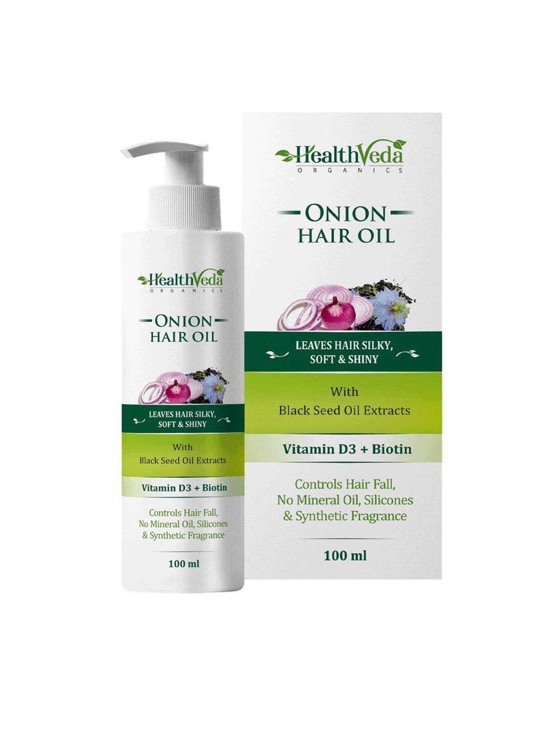

Health Veda Organics Onion Hair Oil with Vitamin D3 & Biotin - 100 ml, White
