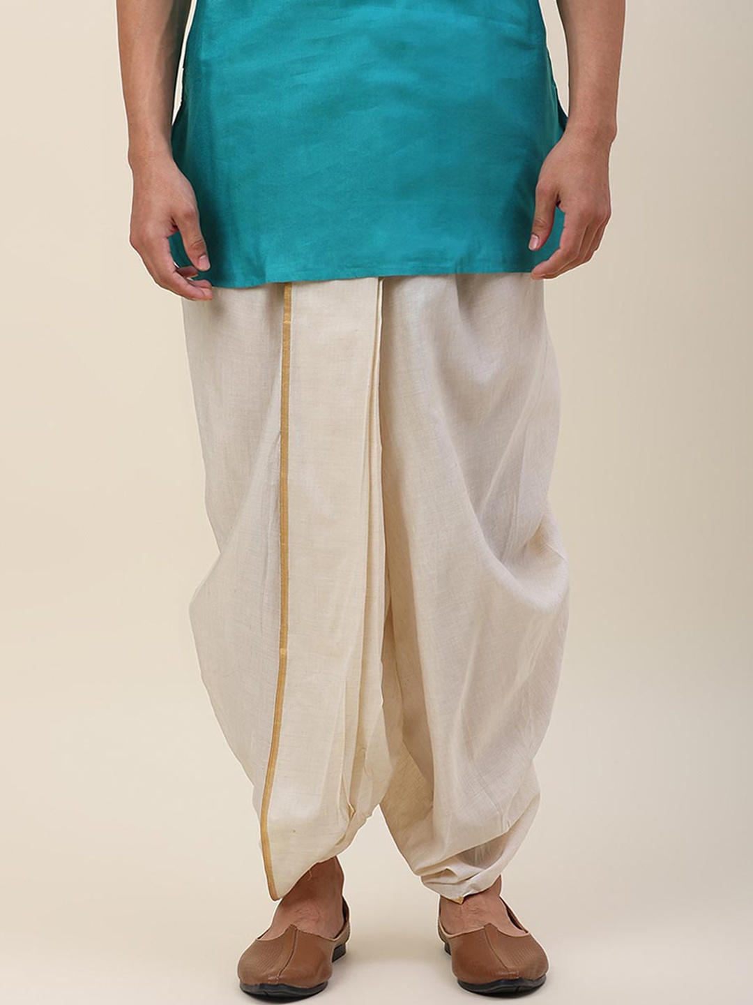 

Fabindia Men Striped Dhoti Pants, Off white
