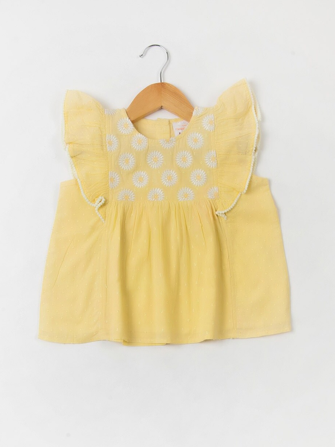 

Fabindia Floral Embroidered Pure Cotton Top, Yellow