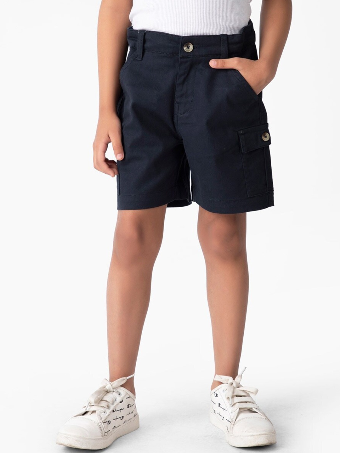 

Fabindia Boys Navy Blue Cargo Shorts