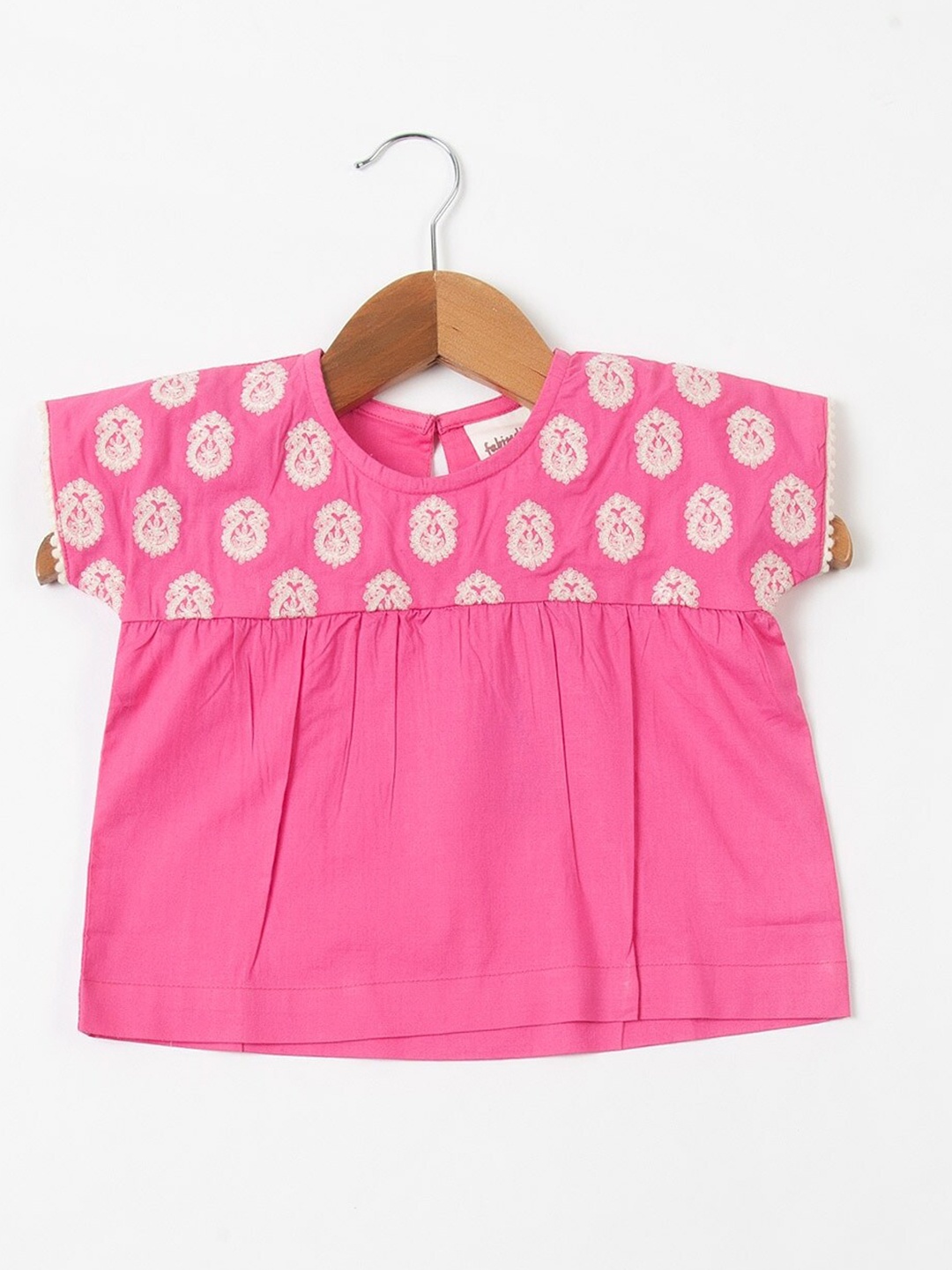 

Fabindia Girls Print Extended Sleeves Cotton Top, Pink