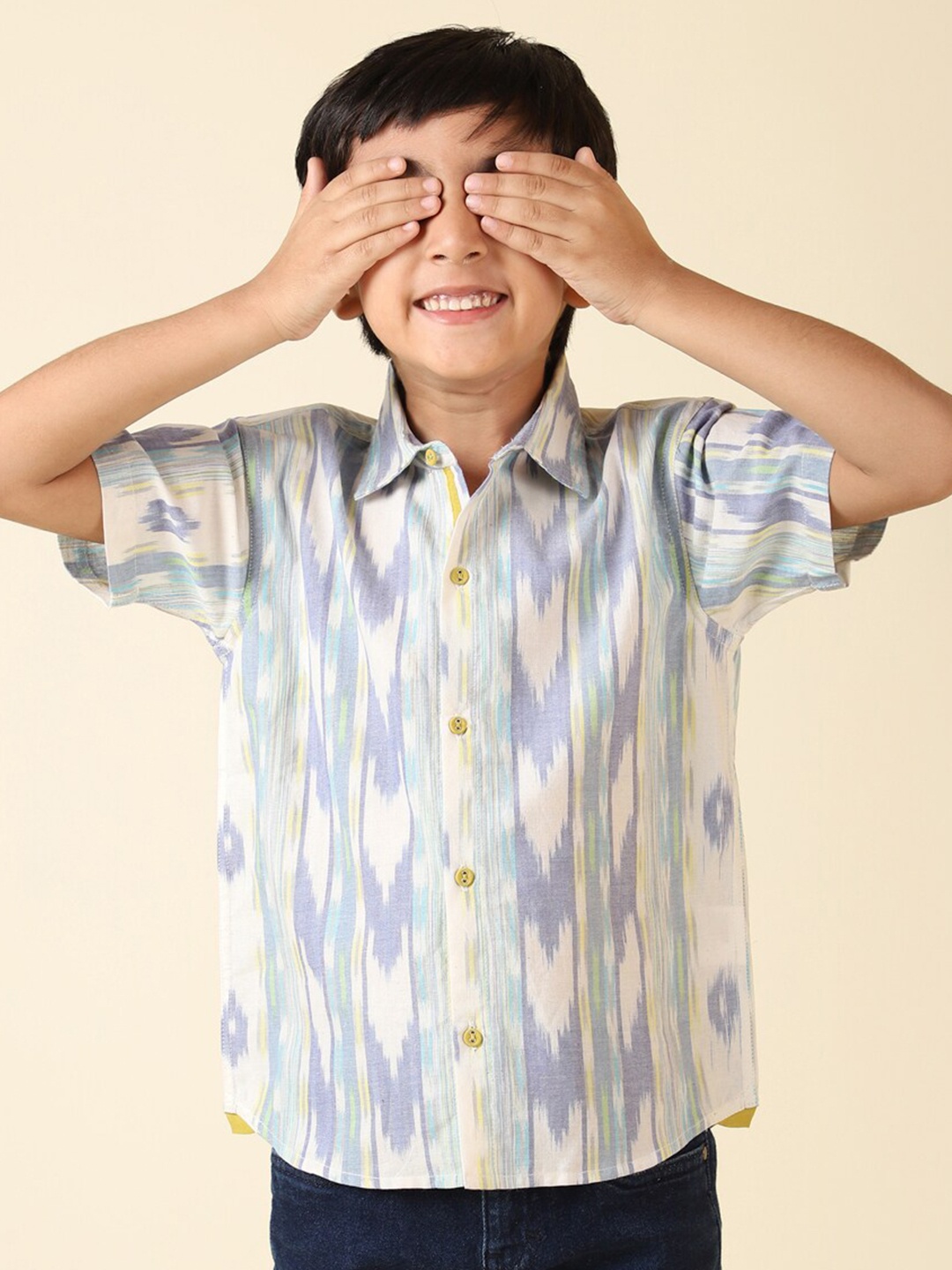 

Fabindia Boys Blue Striped Casual Shirt
