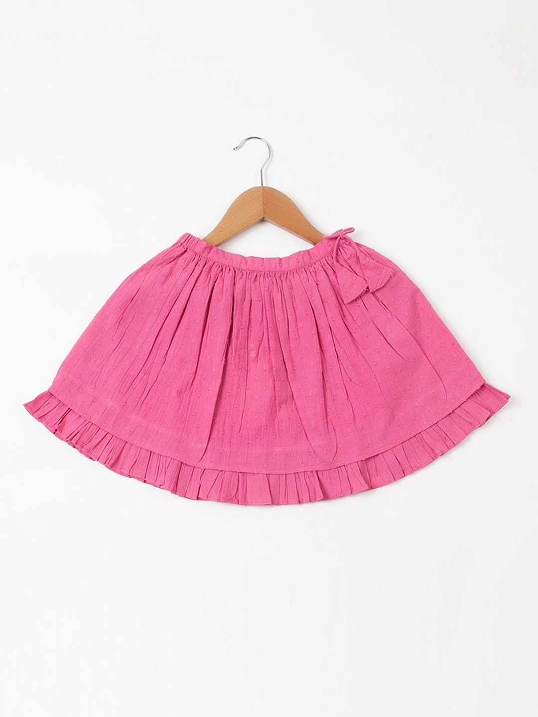 

Fabindia Girls Self Design Flared Swiss Dot Cotton Mini Skirt, Pink