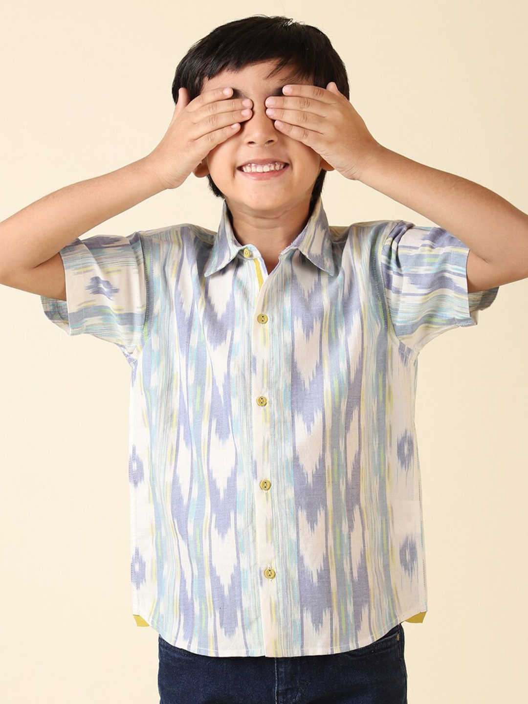 

Fabindia Boys Printed Casual Shirt, Blue