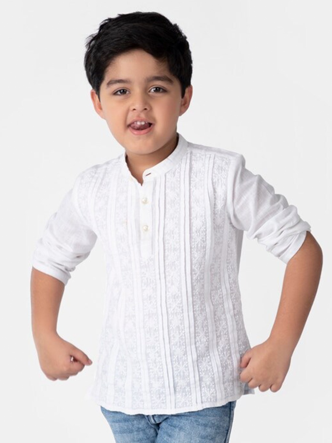 

Fabindia Boys Striped Casual Shirt, White