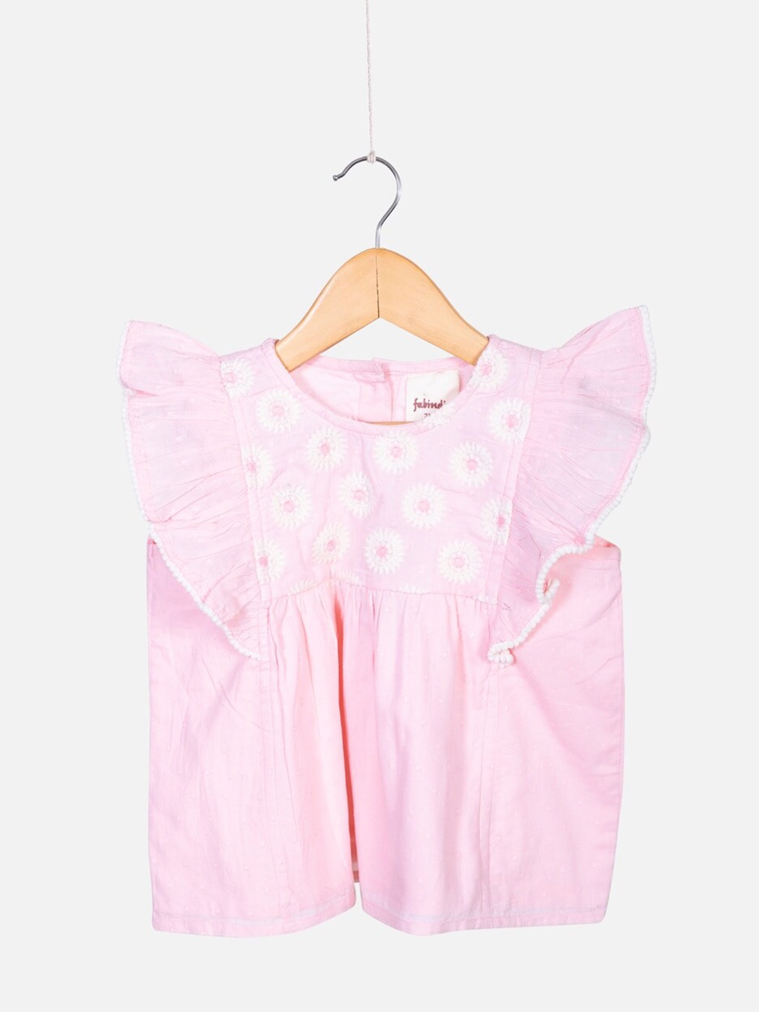 

Fabindia Girls Floral Embroidered Top, Pink