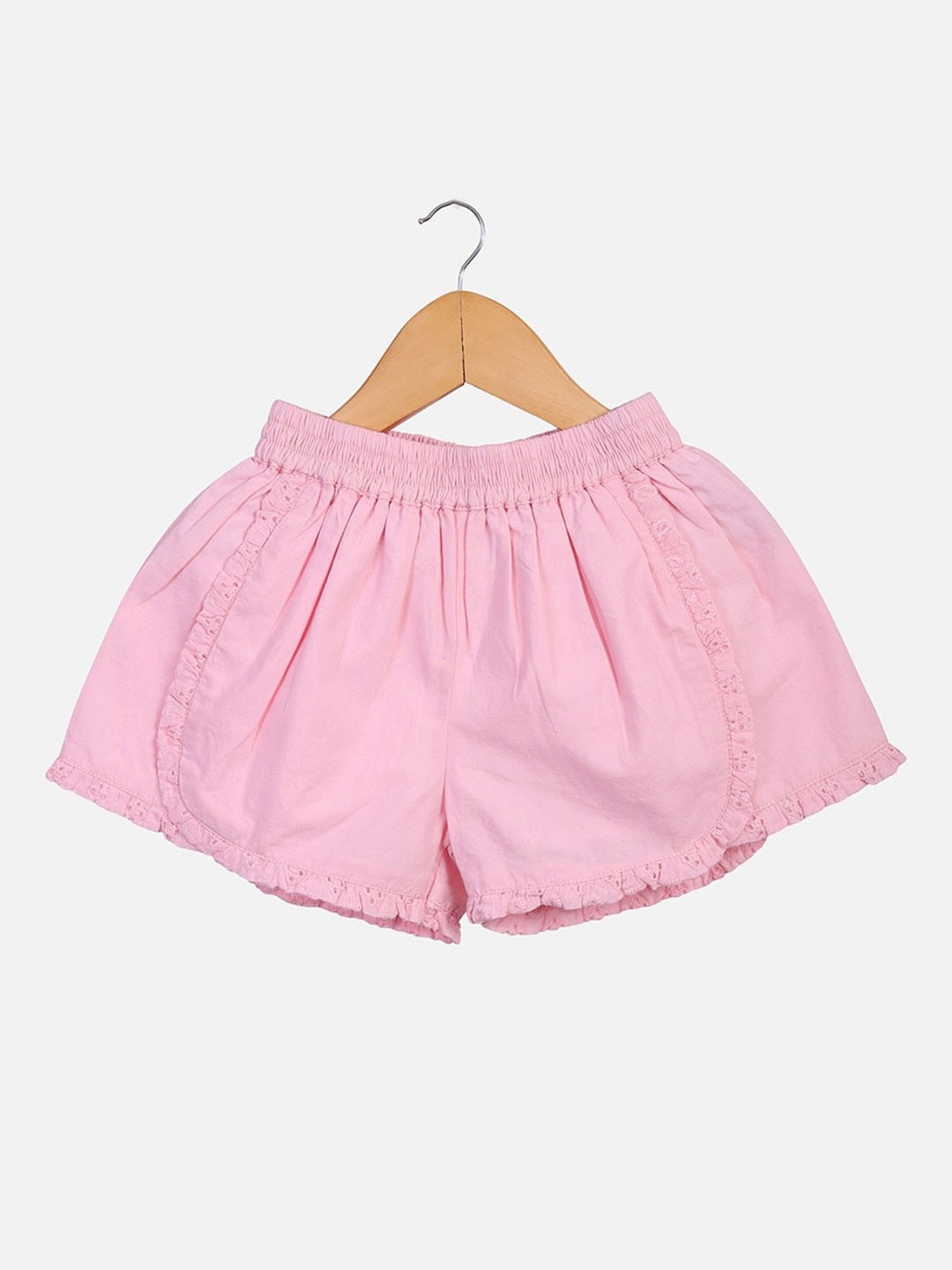 

Fabindia Girls Swiss Dot Cotton Shorts, Pink