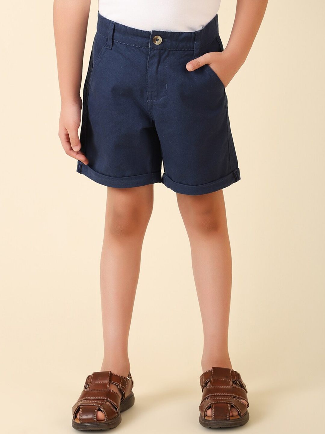 

Fabindia Boys Cotton Shorts, Navy blue