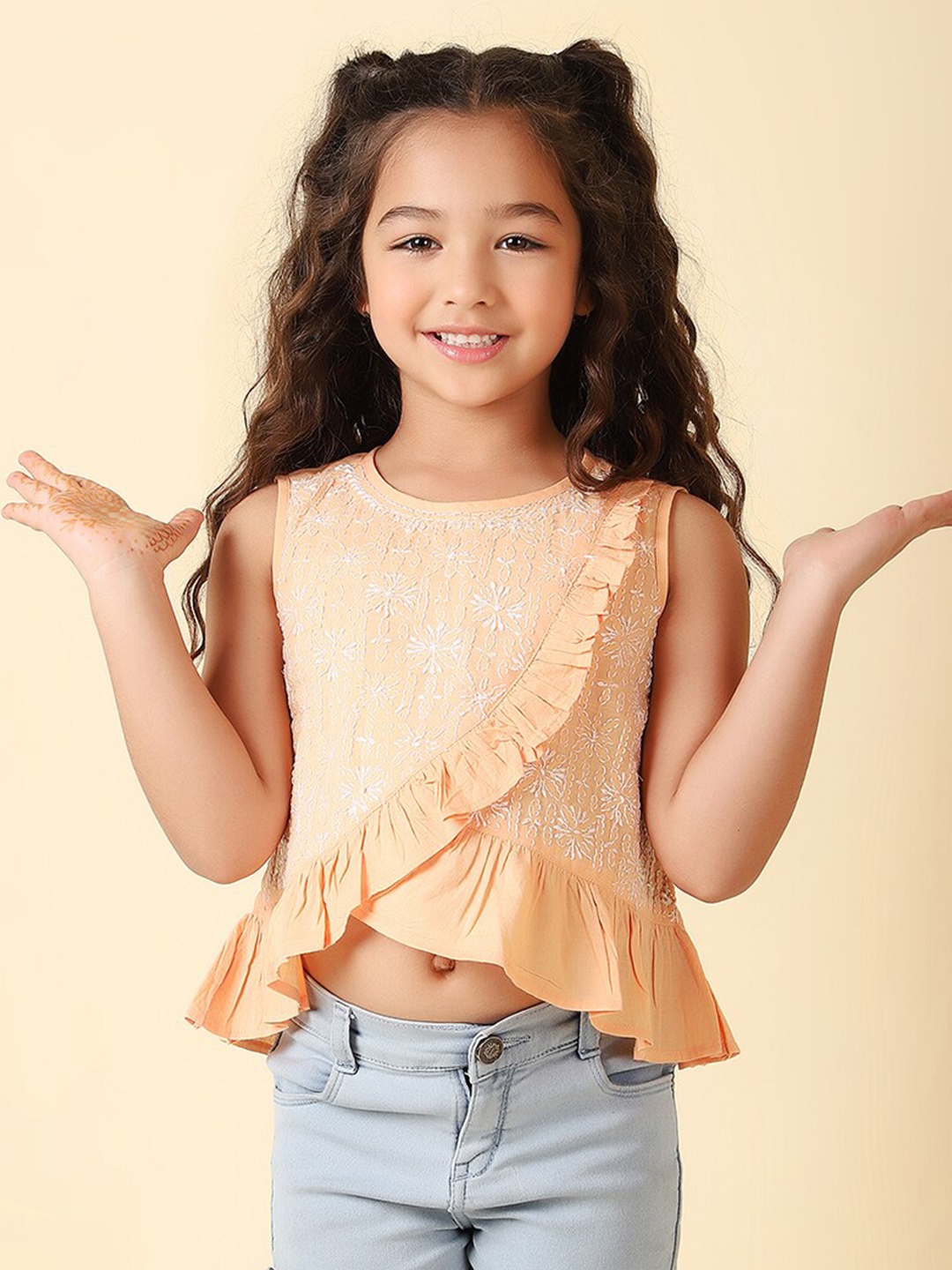 

Fabindia Embellished Top, Orange