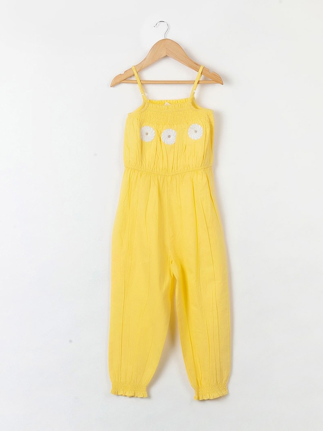 

Fabindia Girls Floral Printed Basic Jumpsuit, Yellow