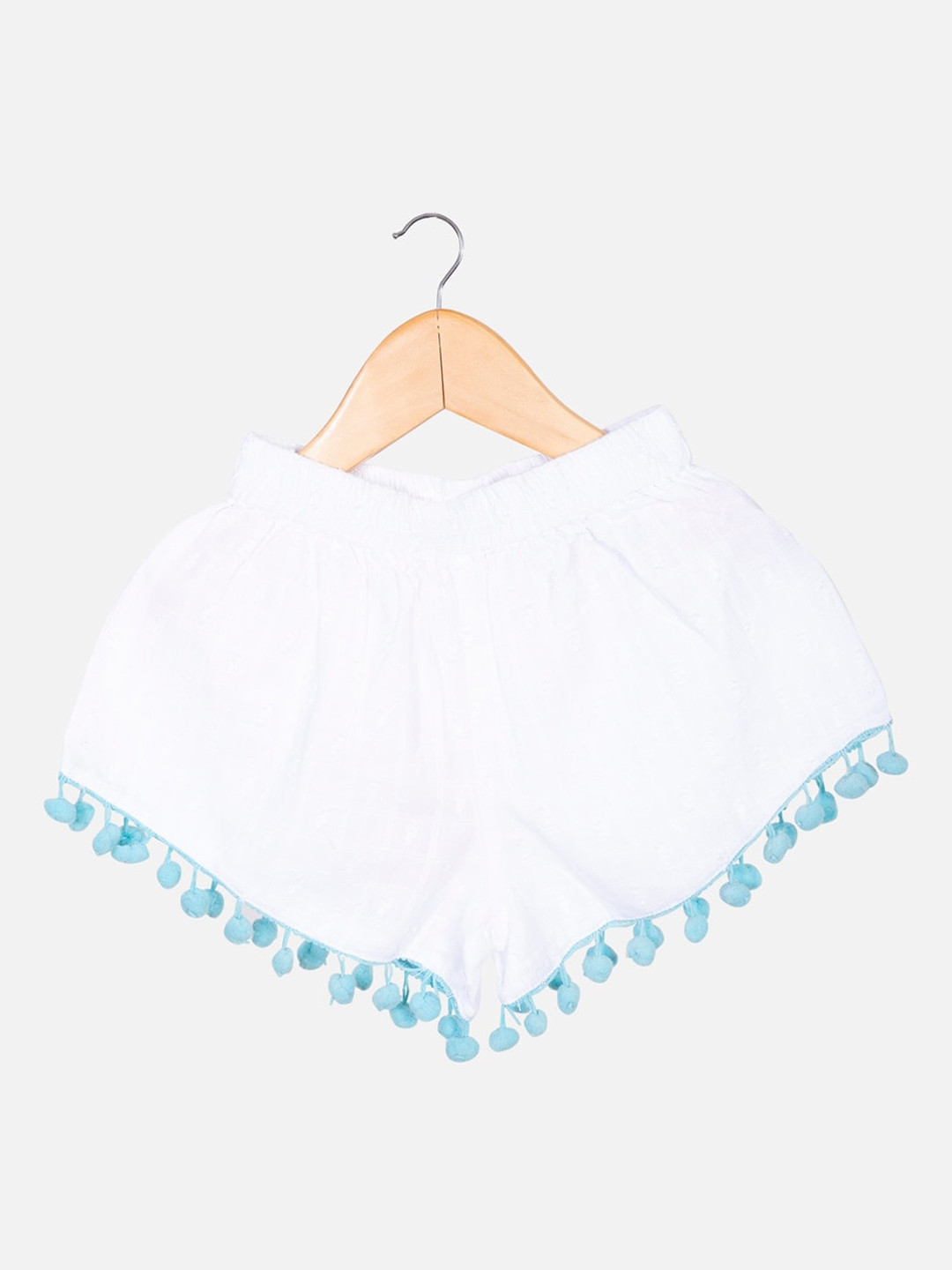 

Fabindia Girls Dobby Checks Cotton Shorts, White