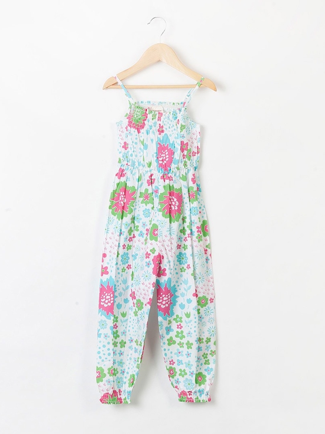 

Fabindia Girls Floral Printed Basic Jumpsuit, White