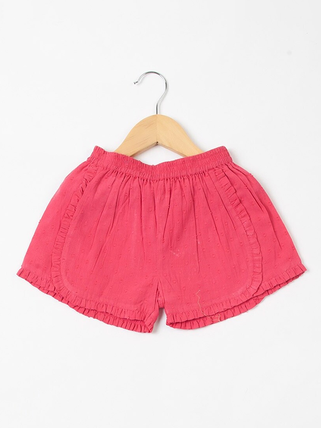 

Fabindia Girls Swiss Dot Cotton Shorts, Red