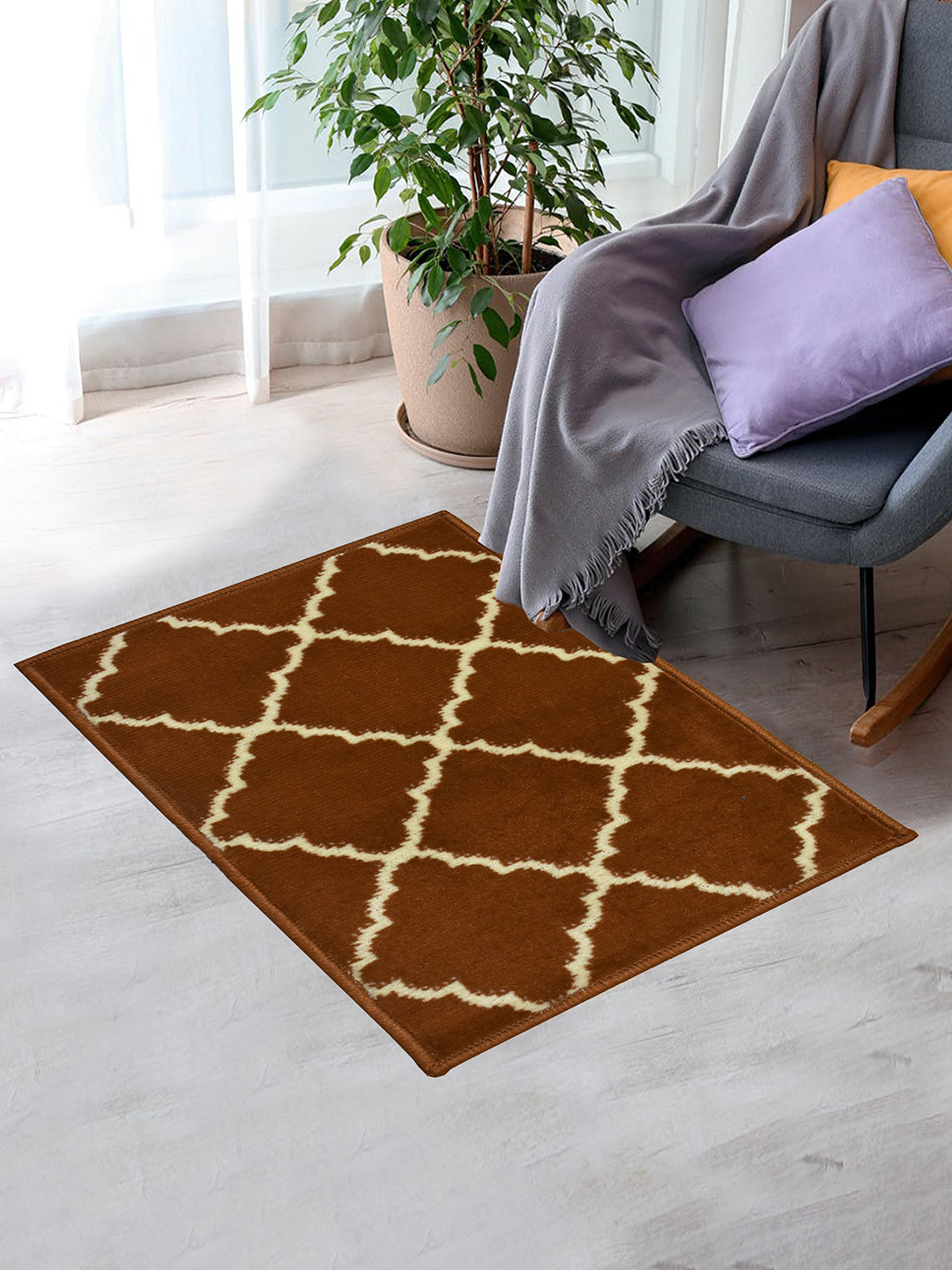 

Homitecture Brown Geometric Printed Anti-Skid Doormat